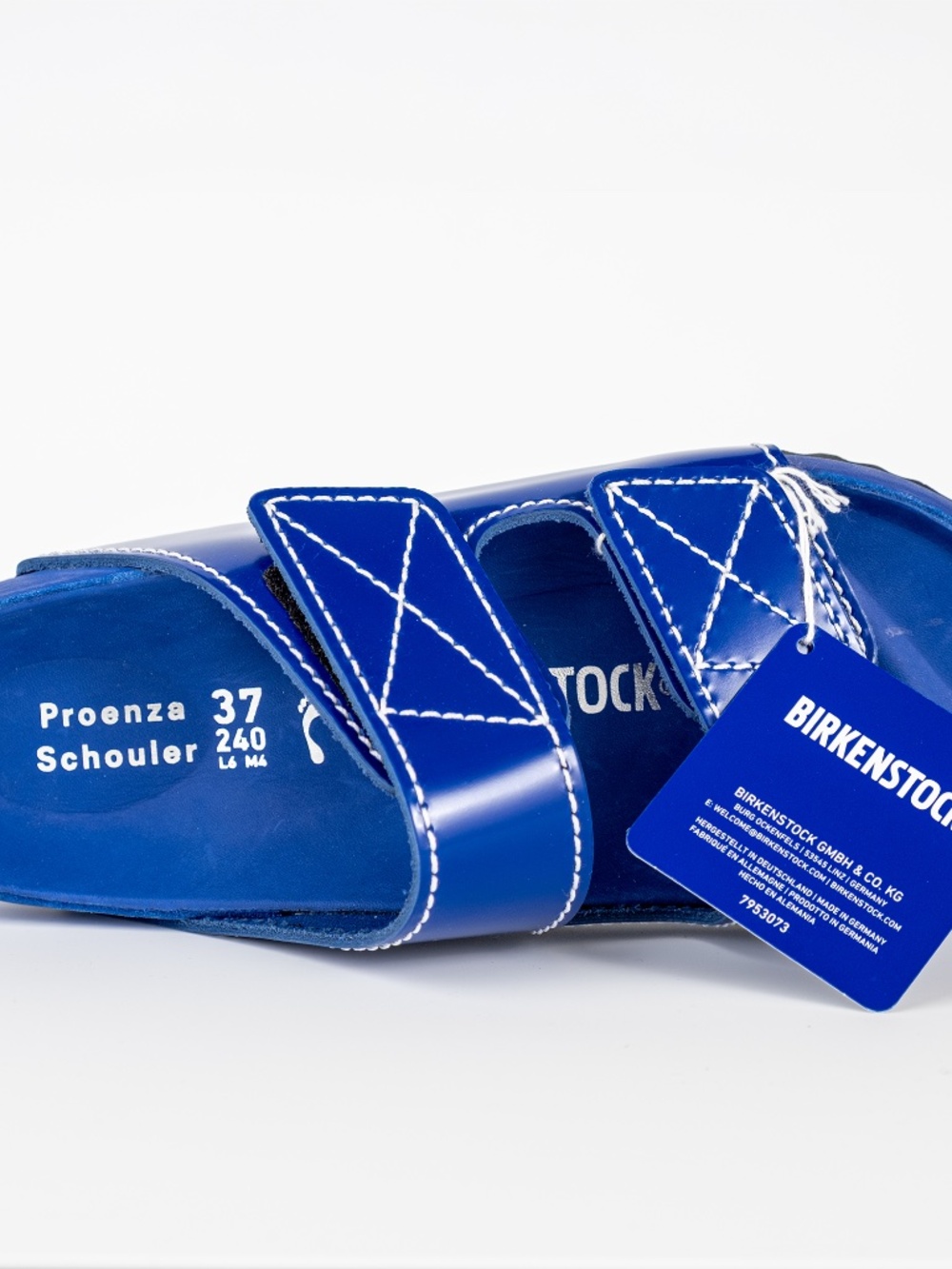 NWT Proenza Schouler x Birkenstock Arizona Slides in Cobalt Leather - Size 37 - Picture 8 of 12